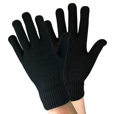 Abbildung von Sock Snob Herren Winter Warm Dünn Leicht Gestrickt Magic Thermo Wolle Handschuhe für Kalt Wetter (Einheitsgröße, WG Schwarz)