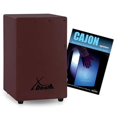 Abbildung von XDrum KC 37WR Kinder Cajon Set Kleine speziell für Nur 36 cm hoch Snare Effekt durch stimmbare Gitarrensaiten Spar mit Schule Einsteiger Weinrot