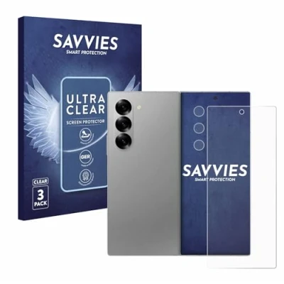 Abbildung von Savvies 6 Stück Schutzfolie für Samsung Galaxy Z Fold 5G (Display+Kamera) Displayschutz Folie Ultra Transparent