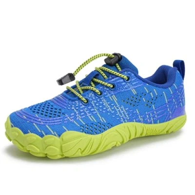 Abbildung von Barfußschuhe Wasserschuhe Kinder Jungen Mädchen Aqua Schwimmen Nass Riff Schuhe für Strand Pool Wasser Sport Non Slip Schnell Trocknen（Blau Grün 29）