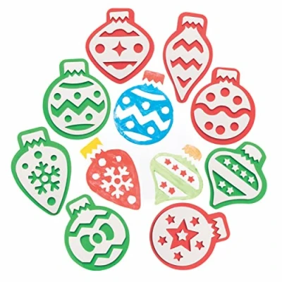 Abbildung von Baker Ross FC103 Weihnachtskugel Schaumstoff Stempel Set 10er Pack, Moosgummistempelset für Kinder, Perfekt Kindergeburtstag Mitgebsel, Weihnachtsbasteln Bastel Kinder