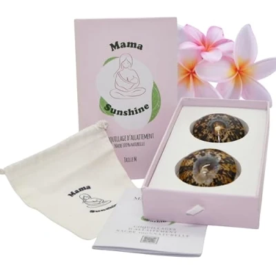 Abbildung von Stillmuscheln Mama Sunshine aus Perlmutt schützt Brustwarzen lindert und beugt Brüchen Schmerzen beim Stillen vor für Mütter Komfort (M 5,5/6 cm))