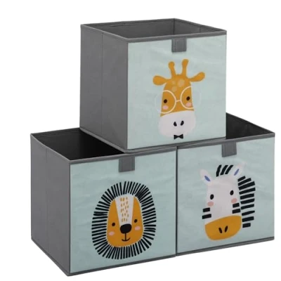 Abbildung von Navaris Aufbewahrungsbox Kinder 3er Set Tier Motiv Kisten mit Griff (1 St)