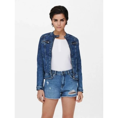 Abbildung von ONLY Onltia Bandit Biker Jacket Jeansjacke, Damen, Größe: 34, Medium blue denim