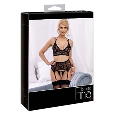 Abbildung von 3 teiliges Straps Set aus Spitze mit Strasskettchen Besatz