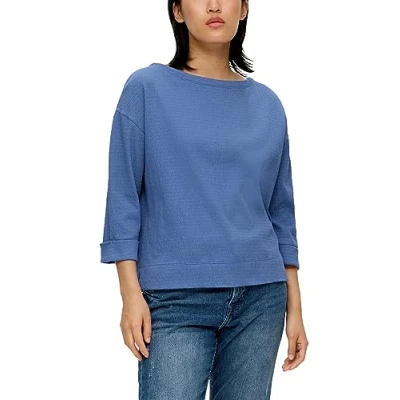 Abbildung von s.Oliver AUS Stretch Langarmshirt, Damen, Größe: 34, Tiefblau