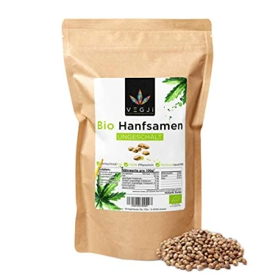 Abbildung von Bio Hanfsamen ungeschält 1000g, aus deutschem &amp; französischem Anbau, reich an Omega 3, 6 9 Fettsäuren, Eiweiß