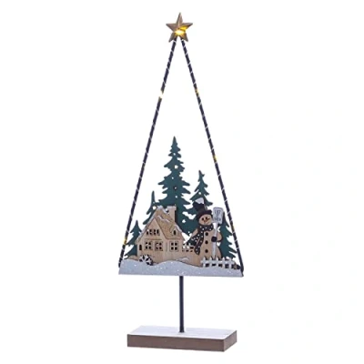 Abbildung von MARELIDA LED Dekoleuchte Dekoobjekt Holz 10 warmweiße H: 33cm Batteriebetrieb (Schneemann)