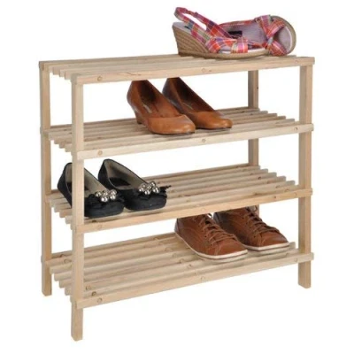 Abbildung von Spetebo Holz Schuhregal für 8 Paar Schuhe 54 x 52 26 cm Schuhablage mit 4 Etagen Schuhschrank Schuhständer Nischen Regal Flur Organizer