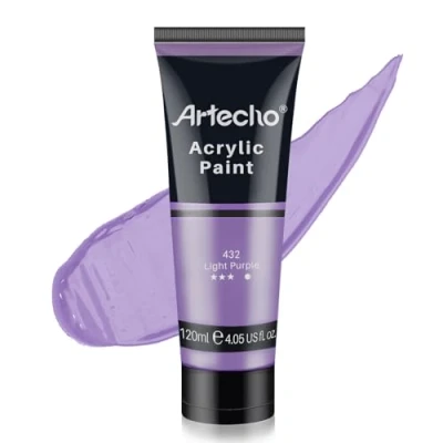 Abbildung von Artecho Acrylfarbe Violett Hell 120 ml, Wasserfest und Lichtecht, Schnell Trocknend, für Leinwand, Holz, Stoff, Handwerk, Leder Stein.
