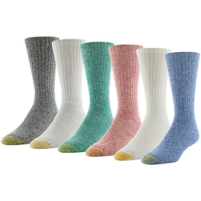 Abbildung von Gold Toe Herren Harrington Crew, mehrere Socken, Spectrum Blue Sortiert (6 Paar), Large (6er Pack)