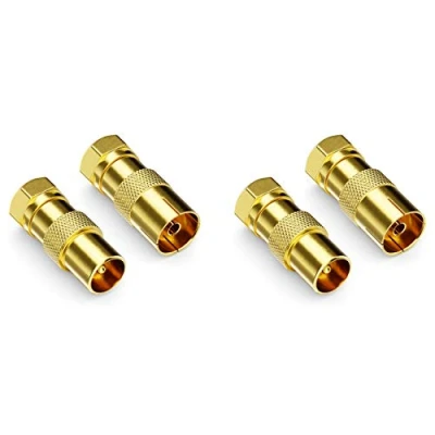 Abbildung von deleyCON 4 Stück SAT Kabel Adapter als Set F Stecker auf 2X Antennenstecker &amp; Antennenbuchse Koax Antenne Verbinder Kupplung für Koaxialkabel Antennenkabel