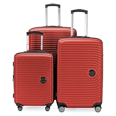 Abbildung von HAUPTSTADTKOFFER Mitte 3er Kofferset Handgepäckskoffer 55 cm, mittelgroßer Koffer 68 cm + großer Reisekoffer 77 Hartschale ABS, TSA, Rot