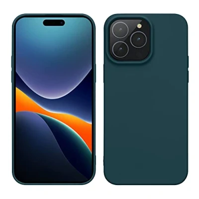 Abbildung von kwmobile Hülle für das iPhone 14 Pro Max weiche und schlanke TPU Silikon Handyhülle stoßabsorbierendes Flexibles Case kabelloses Laden Petrol matt