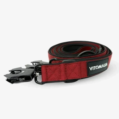 Abbildung von VITOMALIA® K9 2,2m verstellbare Hundeleine für Hund, dreifach verstellbar Leine, mit Neopren Innenfütterung und robustem Froschkarabiner große Hunde (Bordeaux, 3cm/Breit Lang)