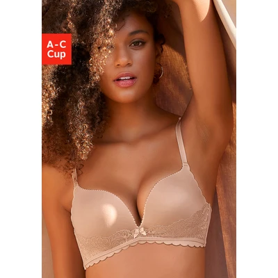 Abbildung von LASCANA Push up BH ohne Bügel, mit extra flachen Kanten und feiner Spitze, Dessous