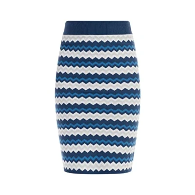 Abbildung von faina Women&#039;s Strick Midirock, Blau Mehrfarbig, 44