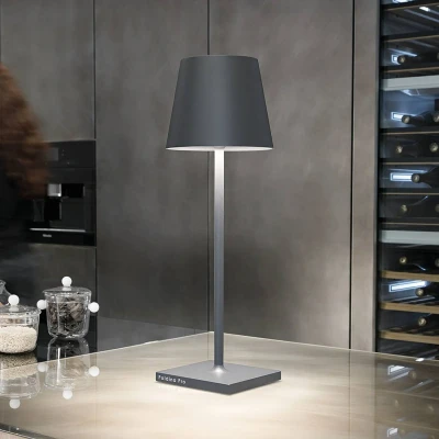 Abbildung von Zafferano, Poldina L Schreibtischlampe, Tragbare und Wiederaufladbare Tischlampe mit Touch Control, Geeignet für Wohnzimmer Außenbereich, Dimmer, 2200 3000 K, Höhe 49,7 cm, Farbe Dunkelgrau