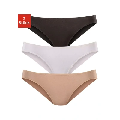 Abbildung von Lascana 3 PACK Slip, Damen, Größe: 32/34, Schwarz / weiß hautfarben