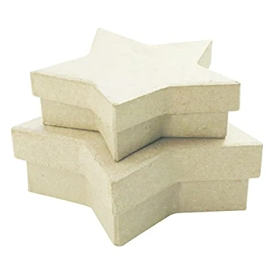 Abbildung von Decopatch Décopatch BTS909C 2 Schachtel in Sternenform flach aus Pappmaché, zum Verzieren, perfekt für Ihre Wohndeko, Kartonbraun, 2er Pack