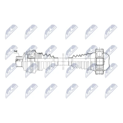 Abbildung von NTY NPW AU 082 Antriebswelle Hinterachse links, rechts 630mm AUDI: A4 B8 Avant, Limousine, A5 Sportback