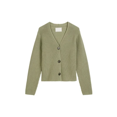 Abbildung von Marc O&#039;Polo Vneck Relaxed Strickjacke, Damen, Größe: XXS, Smooth sage