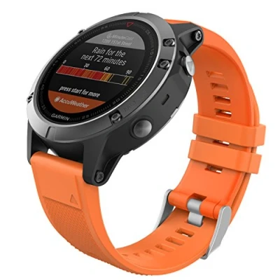 Abbildung von MoKo Armband Kompatibel mit Garmin Fenix 7/7 Pro/6/6 Pro/5/5 Plus/Forerunner 965/955/945/Instinct Solar/Instinct 2, Quick Fit 22mm Silikon Ersatzarmband Uhrenarmband Sportarmband, Orange