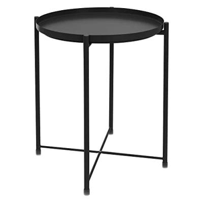 Abbildung von ML DESIGN Beistelltisch Wohnzimmertisch klappbar stabil &amp; standsicher mit abnehmbarem Tablett, Couchtisch aus Metall Nachttisch Sofatisch Kaffeetisch