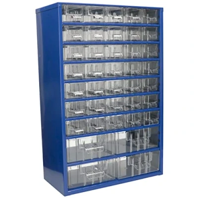Abbildung von KOTARBAU® Werkstatt Aufbewahrungsbox mit Schubfächern 306x460x155 Sortierkasten 35K4M Kleinteilemagazin Metall Blau