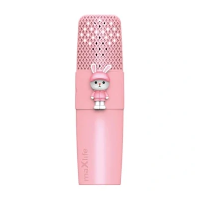 Abbildung von FOREVER MaxLife Bluetooth Mikrofon mit Lautsprecher MXBM 500 Rosa Kaninchen Kabellos Microfon 3W Kompatibel iPhone, Android, 400 mAh Akku, Geschenke für Kinder