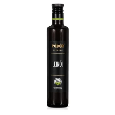 Abbildung von PÖDÖR Bio Leinöl kaltgepresst naturbelassen ungefiltert (500 ml)