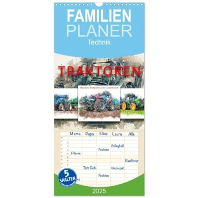 Abbildung von Familienplaner 2025 Traktoren malerische Kraftpakete in der Landwirtschaft mit 5 Spalten (Wandkalender, 21 cm x 45 cm), CALVENDO