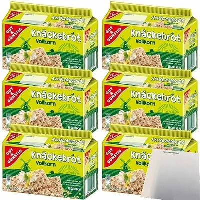 Abbildung von Gut&amp;Günstig Vollkorn Knäckebrot reich an Ballaststoffen 6er Pack (6x250g Packung) + usy Block