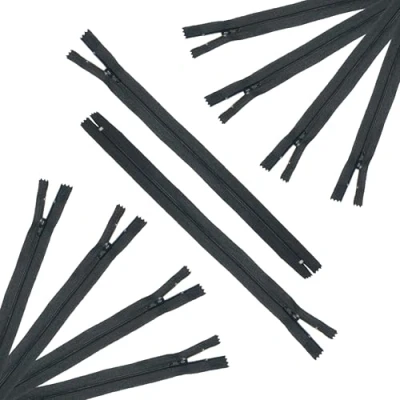Abbildung von Trimz 60 cm Langer Reißverschluss mit 4 mm Zähnen, schwarz, 10 Stück, Polyester