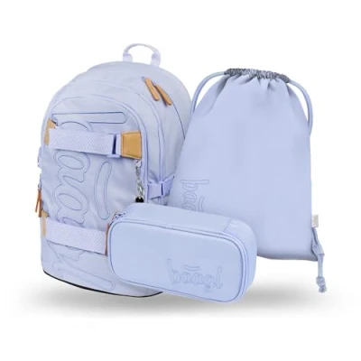 Abbildung von Baagl 3 PACK Set Ergonomische Skate Schulranzen für Kinder, Größe: One Size, Violett