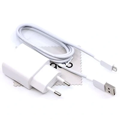 Abbildung von Ladekabel für Original Huawei HW 100225E00 + Datenkabel 9X Pro, Y7p, Y6p, Y8s, Honor 9A, P Smart S, P6, P7, P8, P8lite, Mate 7 Travelcharger Ladegerät mit mungoo Displayputztuch