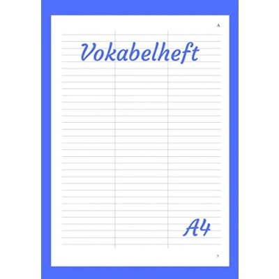 Abbildung von Vokabelheft: Alphabetisches Vokabelheft A4 3 Spalten mit 110 Seiten (55 Blatt), Liniert