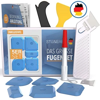 Abbildung von STONE REEF Silikonentferner Werkzeug für Silikonfugen SET Fugenglätter Fugenkratzer Fliesen Silikon Abzieher Fugen Entferner Bad Silikonfugenentferner Kit Fliesenfugen