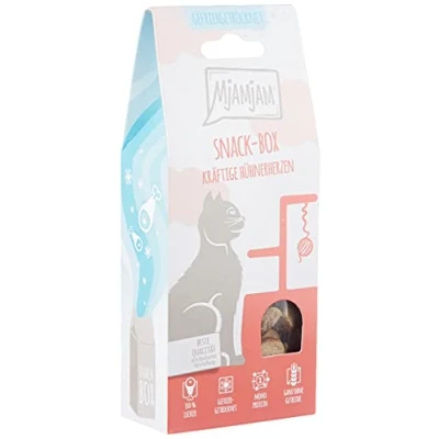 Abbildung von MjAMjAM Premium Snackbox für Katzen kräftige Hühnerherzen, 1er Pack (1 x 35 g)
