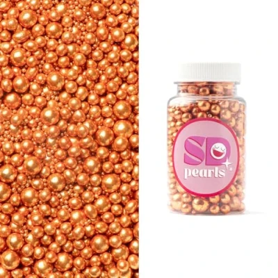 Abbildung von SD Pearls Zuckerperlen, Essbare Zucker Perlen, Tortendeko Streusel Dekorperlen Für Keksen, Kuchen, Cupcakes, Dessertdekoration (Metallic Kupfer, 3,4,5,7,10mm, 100g)