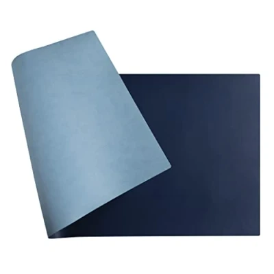 Abbildung von Exacompta 29124E Flexible Schreibunterlage Home Office, aus zweifarbigem Kunstleder (Polyurethan), weich und widerstandsfähig, 35 x 60 cm, marineblau/himmelblau