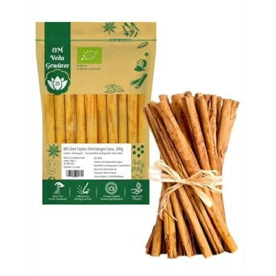 Abbildung von Bio Zimt Ceylon Zimtstangen Ganz, Echter aus Sri Lanka, zertifiziert, für Küche und Tee (200g)
