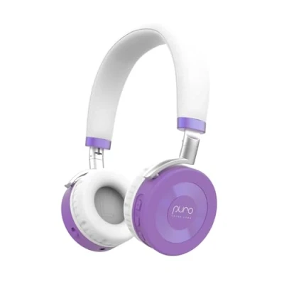 Abbildung von Puro Sound Labs JuniorJam Plus Lautstärkebegrenzende Kopfhörer für Kinder, sicherer Audio Schutz Gehör Einstellbare Bluetooth Tablets, Smartphones, PCs (lila)