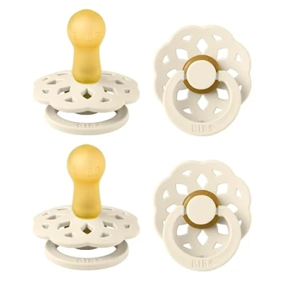 Abbildung von BIBS Boheme Schnuller 4er Pack. BPA frei, Kirschform Nippel. Naturkautschuk/Latex, Hergestellt in Dänemark, Größe 2 (6 18 Monate), Ivory