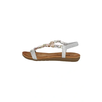 Abbildung von Palado Sandalen Damen Ubah by Sila Sahin modische Sandaletten bequeme Sommerschuhe stilvolle Pantoletten mit elastischem Riemen Silber UK4,5 EU37