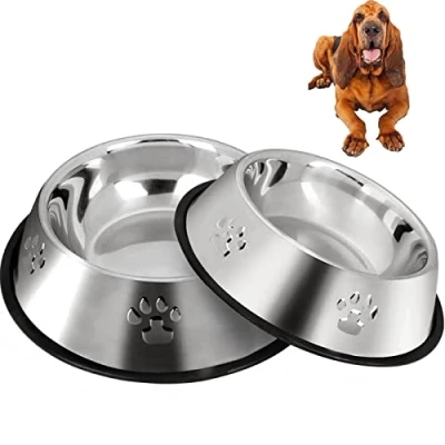 Abbildung von 2 Stück Edelstahl Hundenapf,rutschfeste Hundenäpfe/Futternapf,Hundenapf Grosse Hunde (30 cm)