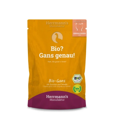 Abbildung von 100 g Herrmann&#039;s BIO Katze Gans mit Zucchini und Tomaten Pro Stück