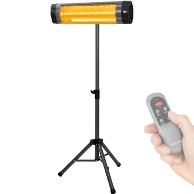 Abbildung von Heidenfeld Infrarot Heizstrahler IH100 𝟑 𝐉𝐀𝐇𝐑𝐄 𝐆𝐀𝐑𝐀𝐍𝐓𝐈𝐄 2500 Watt Fernbedienung Stativ Schutzhülle Terrasse Infrarotstrahler Wickeltischstrahler (IH100)