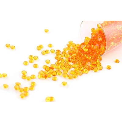 Abbildung von Creativery ca.100g Beutel Tautropfen ca. Ø 7 mm Raindrops Kristalltau Deko Streudeko Granulat Dekogranulat transparent (orange 668)