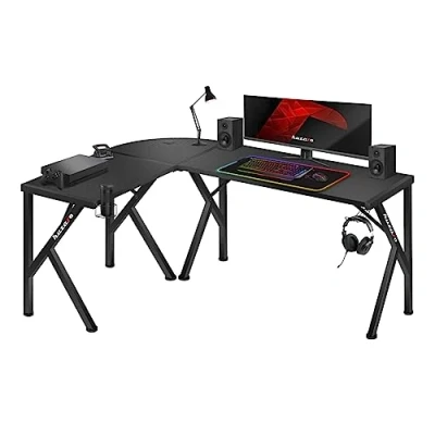 Abbildung von huzaro Hero 6.3 L Form Eckschreibtisch Schreibtisch Gaming Computertisch Homeoffice Arbeitszimmer Büro Rechts Links Montage Hochwertige Carbon Tischplatte 154 x 117 Schwarz